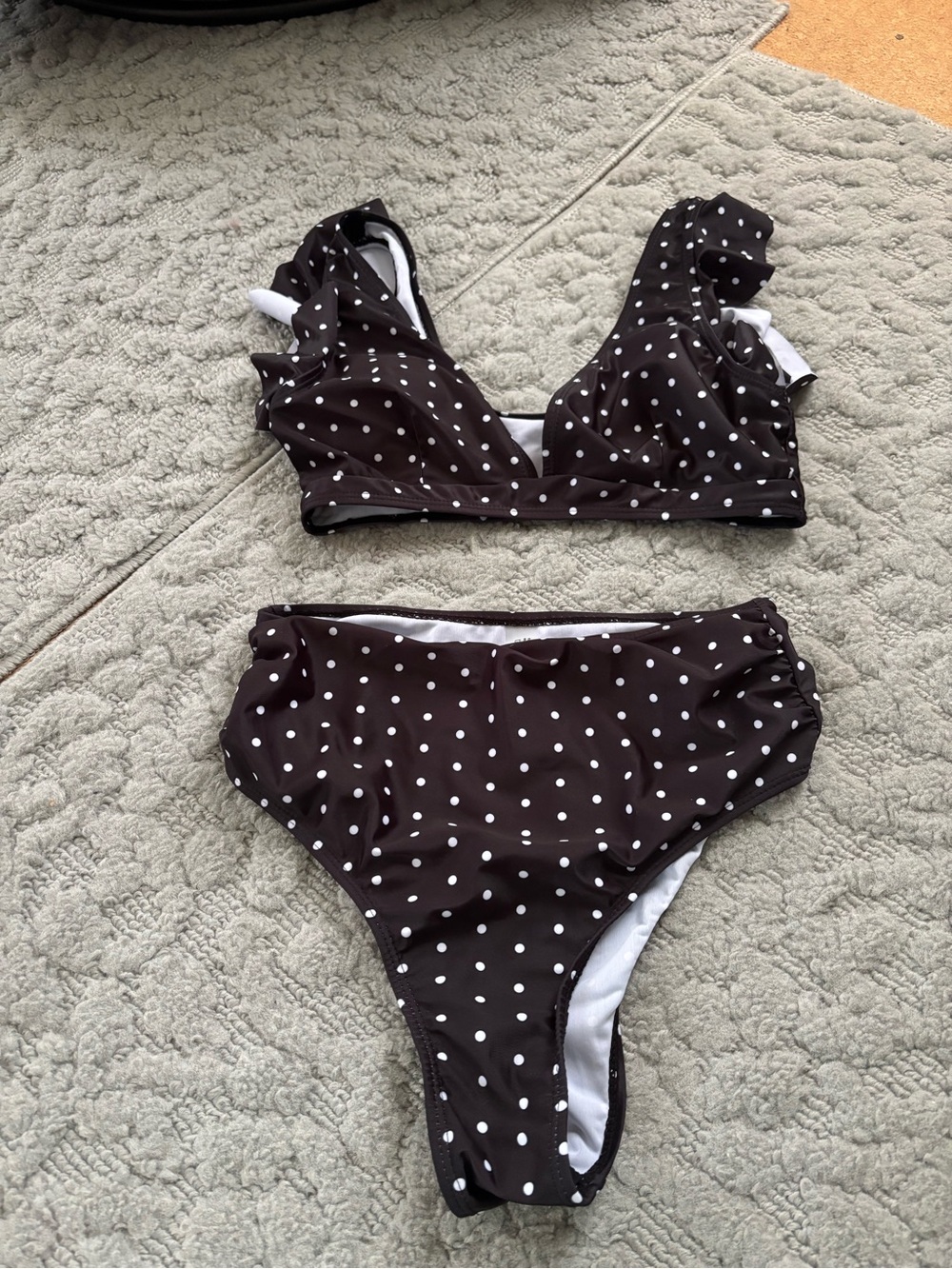 Polka Dot Two-Piece Bikini Set in Black and White
